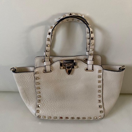 VALENTINO GARAVANI Women Rockstud 2Way Hand Shoulder bag Leather Ivory