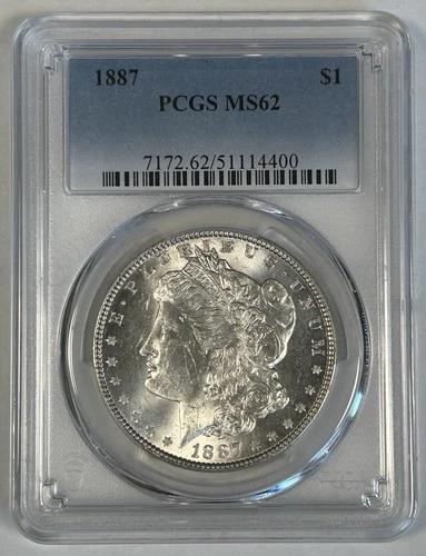 1887 Morgan Silver $1 Dollar Coin PCGS MS 62