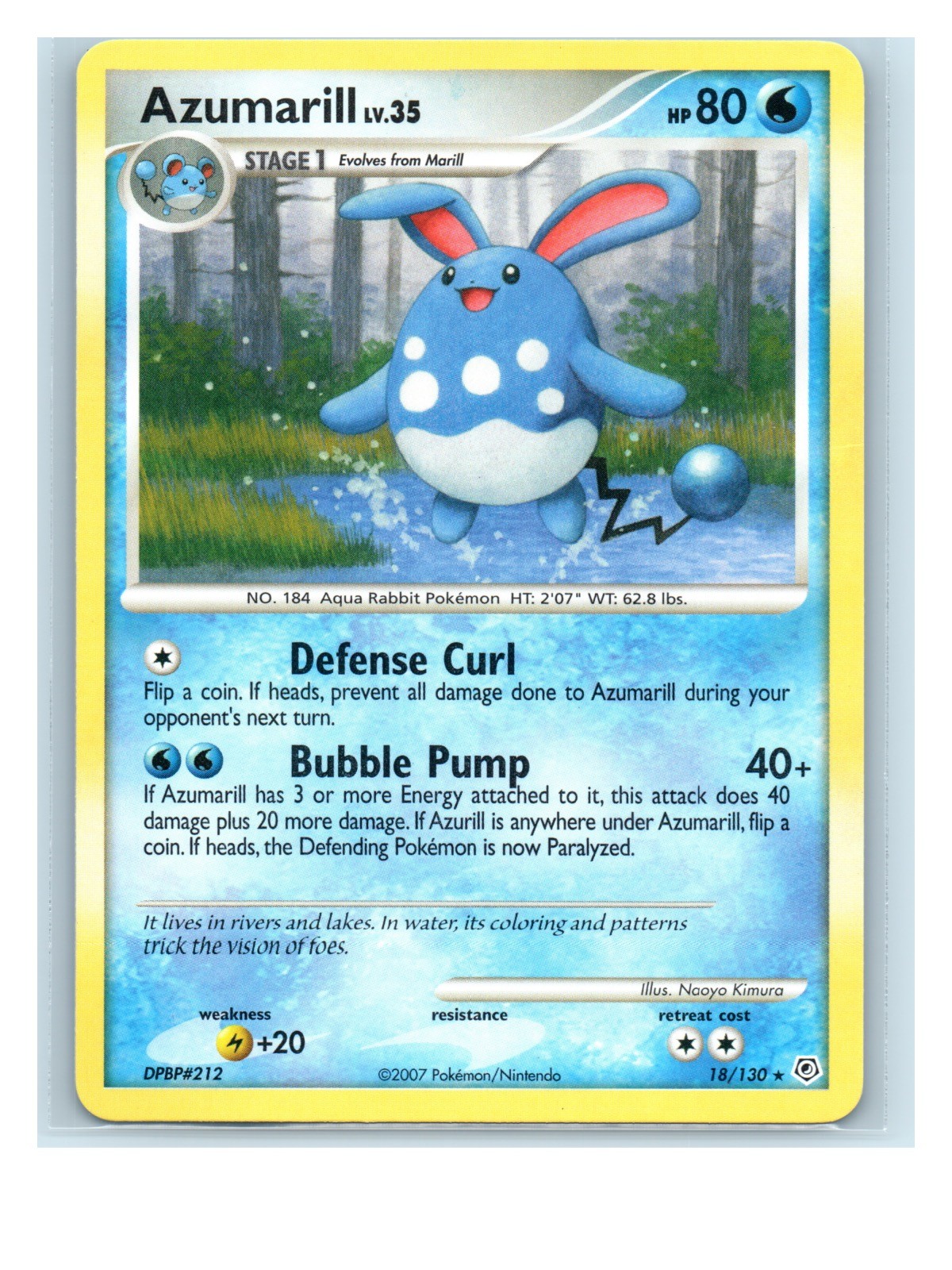 Azumarill Normal 18/130 Rare Diamond and Pearl LP