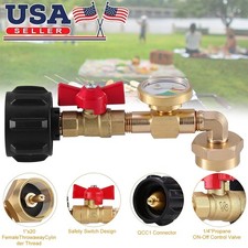 Propane Refill Adapter w/ON-Off Valve and Gauge Fill 1Lb Bottle From 5-40Lb Tank