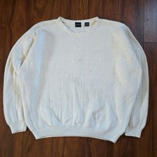 Arrow White Knit Sweater Heavyweight cotton square pattern - Mens Large