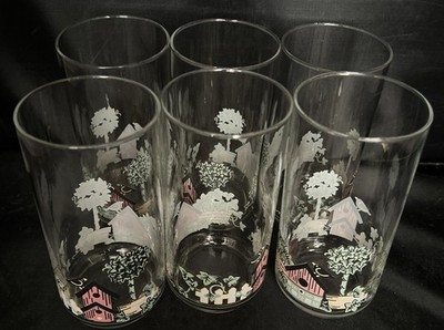 Vintage Corelle Garden Home Birdhouse Glass Tumblers Set of 6 Discontinued
