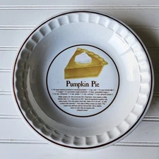 Pumpkin Pie Recipe Pie Plate Winley China Fine Porcelain Vintage 