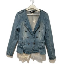 Women  s Denim Double-Breasted Blazer Jacket Size M