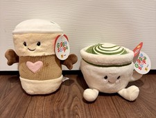 Gigglescape 6  Matcha  Latte Coffee Cup Plush Set 2 HTF NEW
