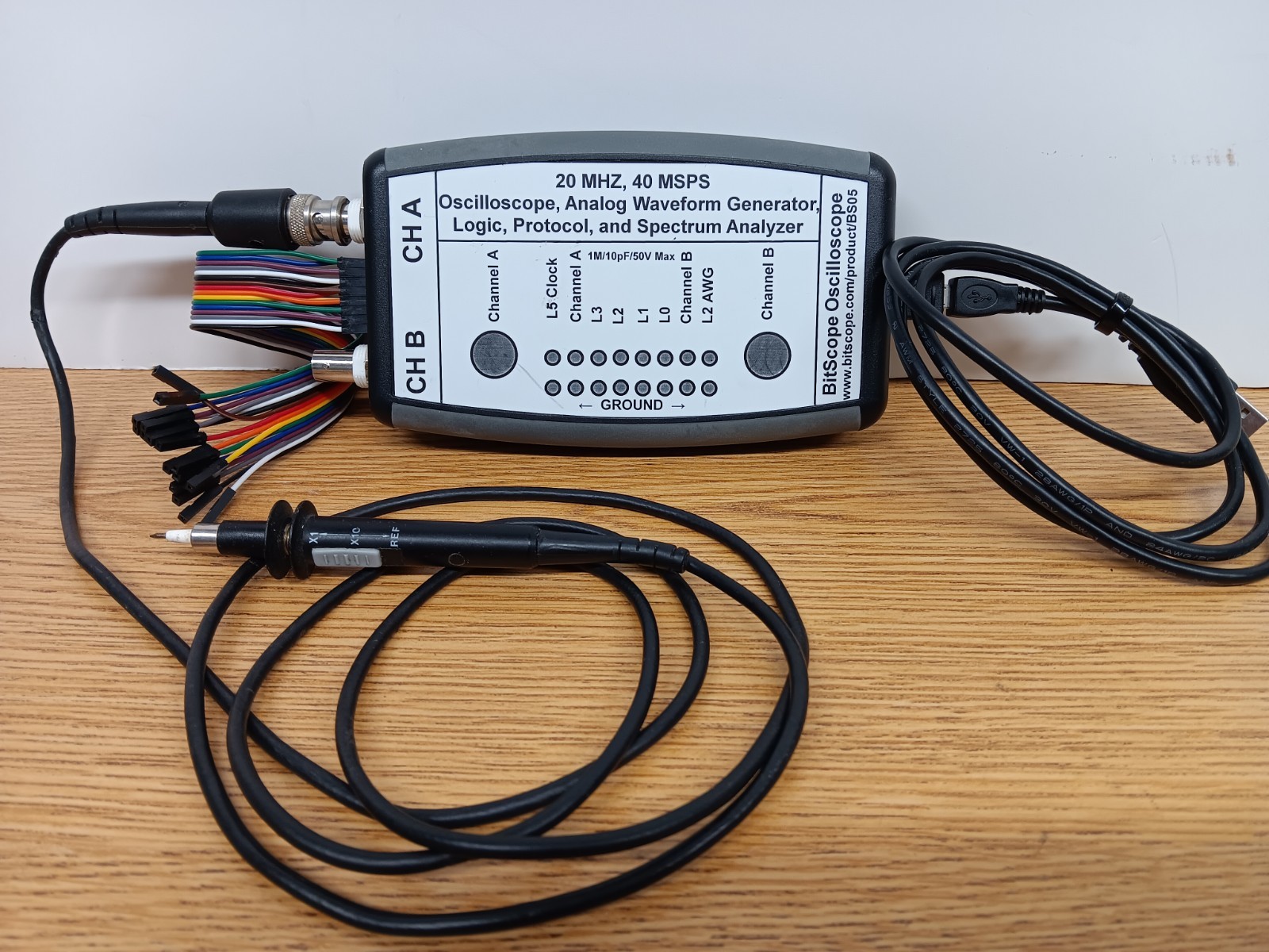 BitScope BS05 w/ Custom Case, 2 Channel Scope, Logic Analyzer, Spectrum Analyzer