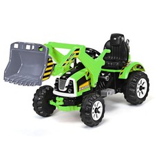 Kids Ride On Excavator Truck 12V Battery Powered With Front Loader Digger Green
