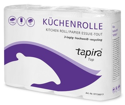 Tapira Küchenrolle Top 3-lagig hochweiß 4 Rollen à 64 Blatt