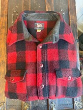 Vintage 50's Made In USA Woolrich Buffalo Plaid Thick Wool Button Shirt Red XL
