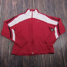Nike Jacket Youth XL 16-18 Red Full Zip Track Woven Colorblock Striped Sleeves
