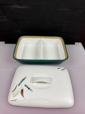 Denby Greenwheat Covered Divided Vegetable Serving Dish 11" x 8"