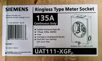 Siemens Ringless Meter Socket Type 3R Outdoor 1PH 135A UAT111-XGF