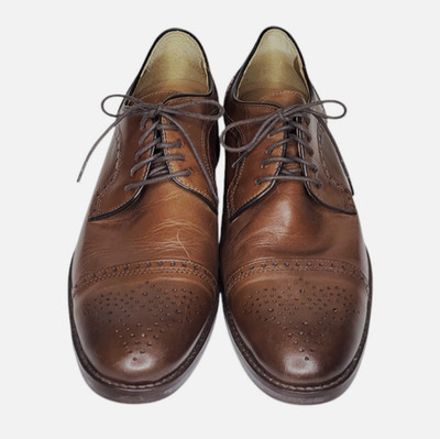 Johnston & Murphy Men's HALFORD Cap Toe Brown Leather Lace Up Oxford Shoes 10 M