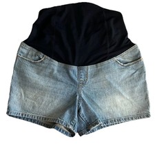 Ingrid Isabel Maternity Over Belly MIDI Jean Shorts, Blue, Size 4, NWT