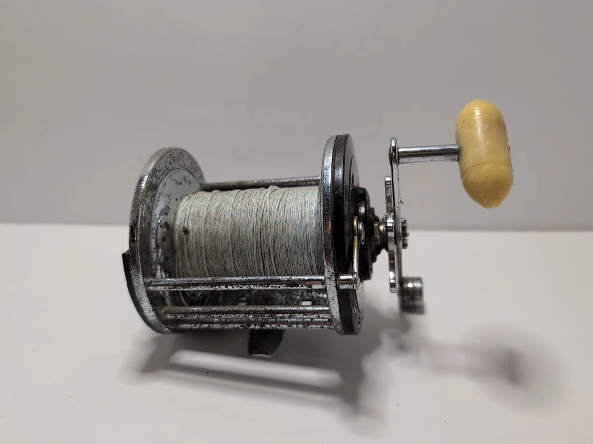 Moulinet De Pêche Vintage PENN LONG BEACH #68 – Manche Noir E-Z, Fait Aux USA, Fonctionnel