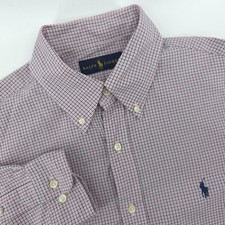 Ralph Lauren Dress Shirt Pink Check Mens 15.5 32/33 Long Sleeve Button Up