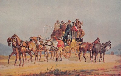 L522 Advertising Manfield & Sons mail coach vintage postcard