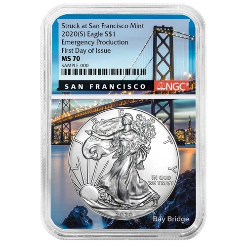 2020 (S) $1 American Silver Eagle NGC MS70 Emergency Production FDI San Franc...