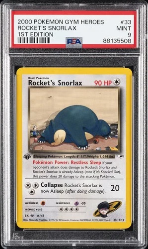 2000 POKEMON GYM HEROES 1ST EDITION #33 ROCKET'S SNORLAX PSA 9