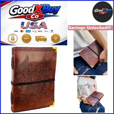 Double Dragon Leather Journal 5x7 Blank Handcrafted Brown Paper Note Book