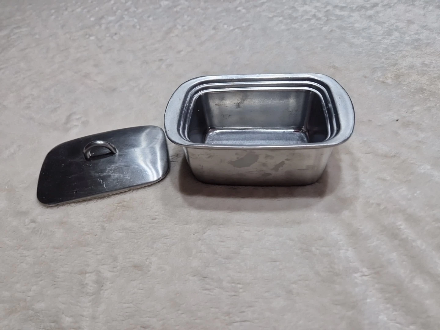 Vintage Retro Stainless Steel Butter Dish