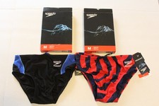NWT Lot of 2 Speedo Endurance Competitive Swim Briefs Blue Red Black Size 26