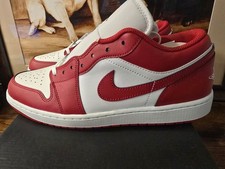 Nike Air Jordan 1 Low Shoes Summit White Varsity Red 553558-166 Men's Size 10 US