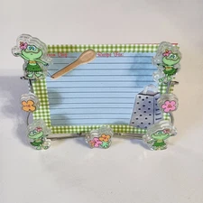 Decorative Frogs Chrome Metal Recipe Card Holder Display Stand