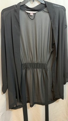 Victoria Secret Womens Sheer Robe/Coverup One Size Fits Most Black With Belt