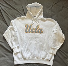 Vintage 90s Russell Athletic UCLA Bruins Hoodie Mens Large White Sweatshirt NCAA