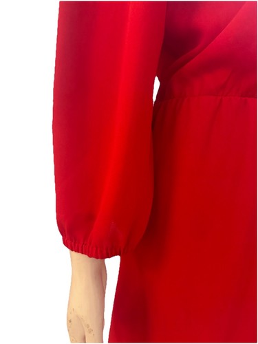 Oasis Satin Frill Wrap Midi Dress Red/Bright Size 14L/40L NEW FREE DELIVERY - Picture 3 of 7