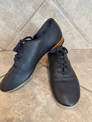 Capezio Handcrafted Leather Tap Shoes Women’s 6M Black Lace Up Dance Shoes 51208