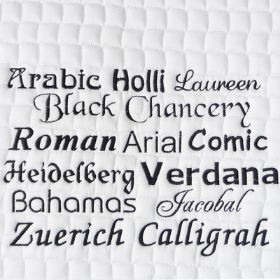 Bestickungs-Service Abschwitzdecke bis zu 10 Buchstaben (Garnfarben-Angebot 2)