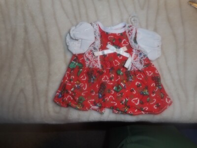 STIFF COTTON DRESS WITH CHRISTMAS DECORATIONS WHIT LACE AND WHITE RIBBON  BOW | eBay