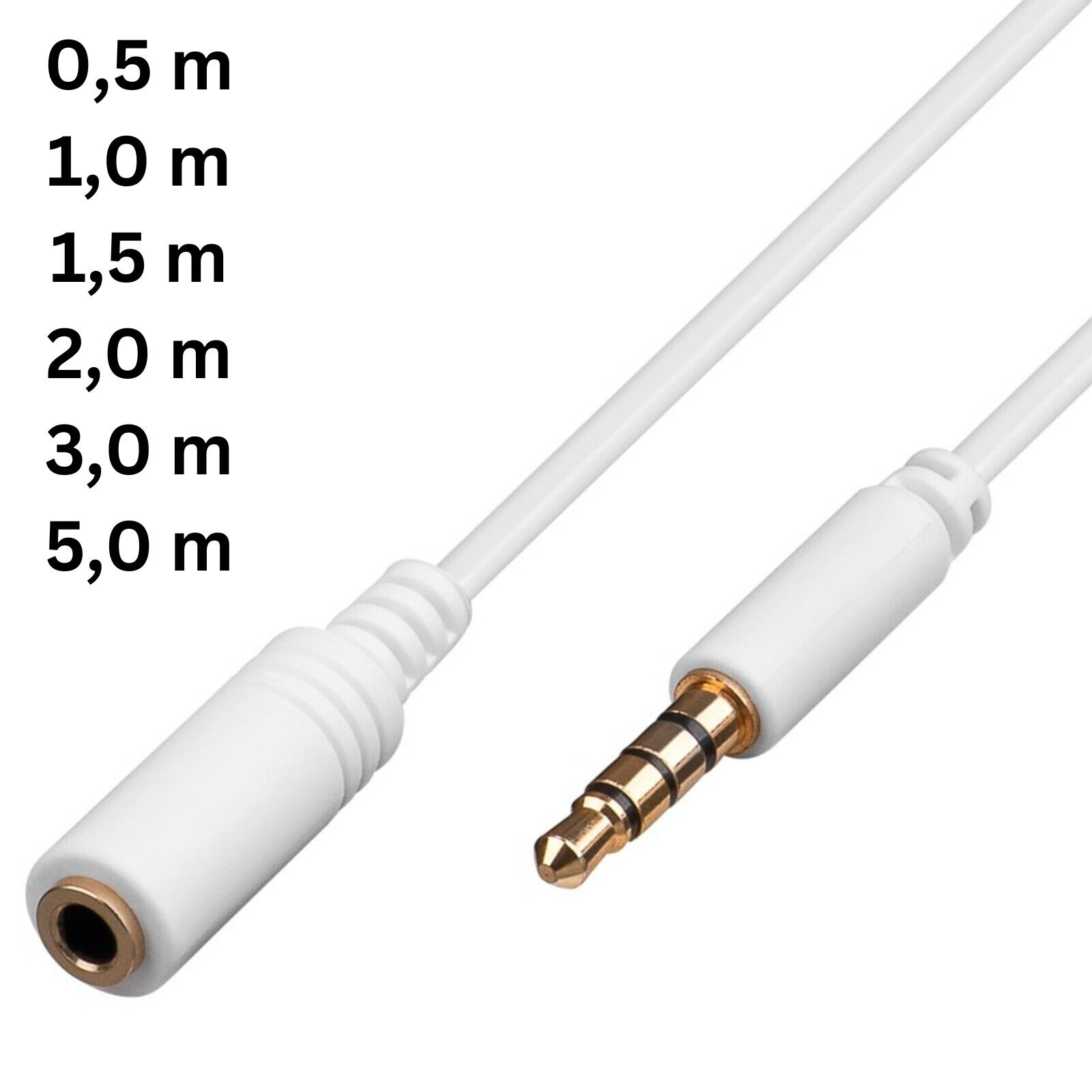 Thumbnail - 0,5m Bis 5m 4 Pol Audio 3,5mm Klinken Verlängerungs Kabel Für Apple