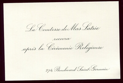 cdv business card of Madame la Comtesse de MAS LATRIE.  Paris 