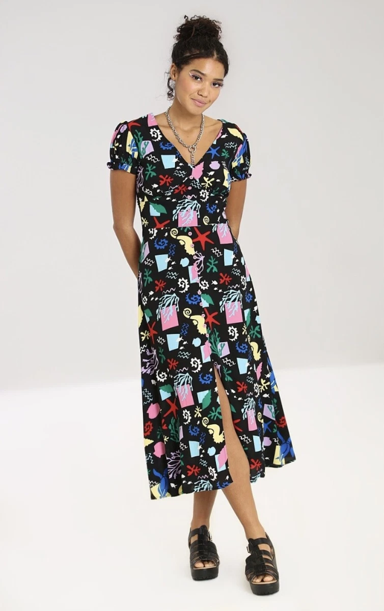 Hell Bunny rockabilly Kleid Dixie Damen bleu clair avec des supports 50ziger années - XS