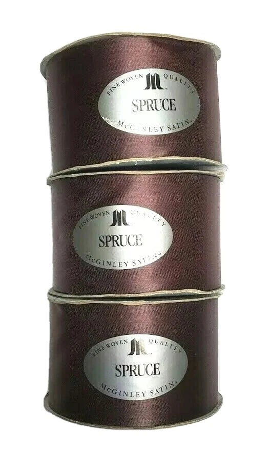 McGinley Fine Woven 210 Satin Spruce New Plum Ribbon Spools Wide 50 Yds Set of 3 - Image 2 of 4