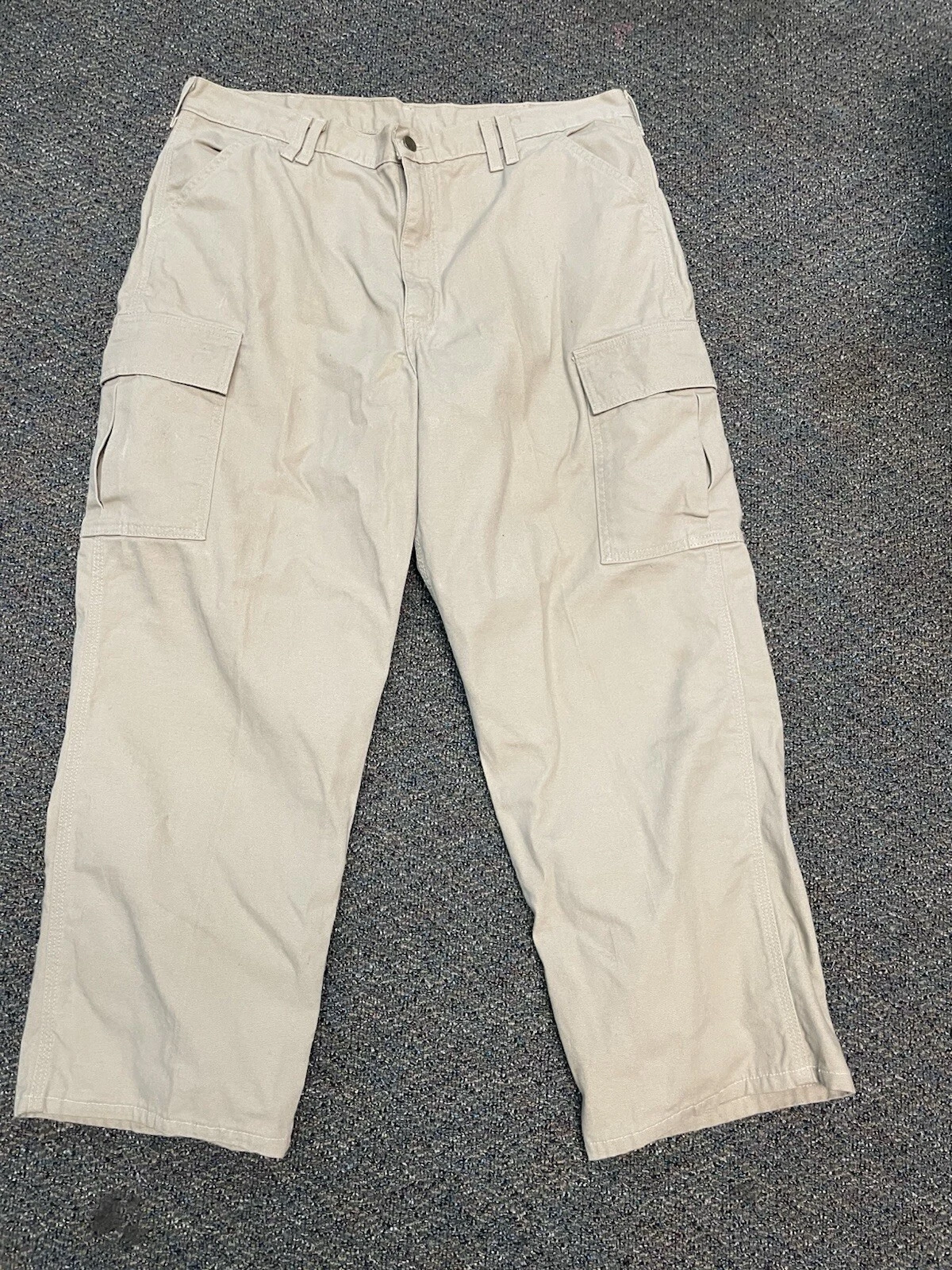 Carhartt Men's Beige Men’s Canvas Relaxed Carpenter Pants Size 38 X 30