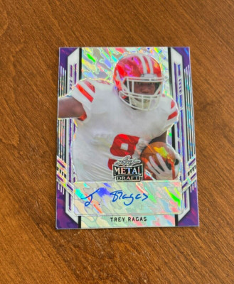 Trey Ragas 2021 Leaf Metal Draft Purple Auto PA-TR1 Louisiana Cajuns Raiders /30