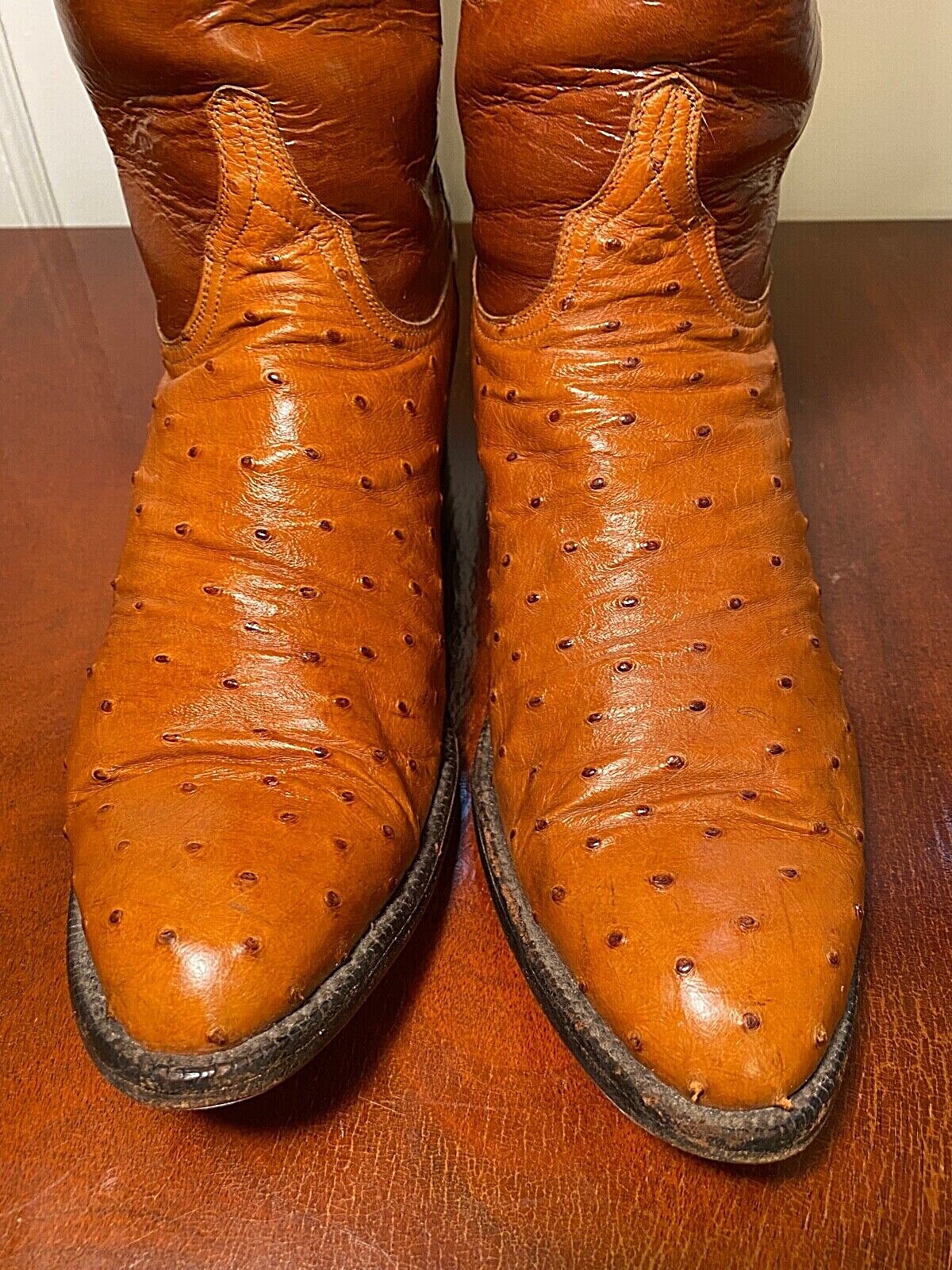 LUCCHESE Classics Men's Size 11 Cognac Brown Ostrich Eel Skin Leather