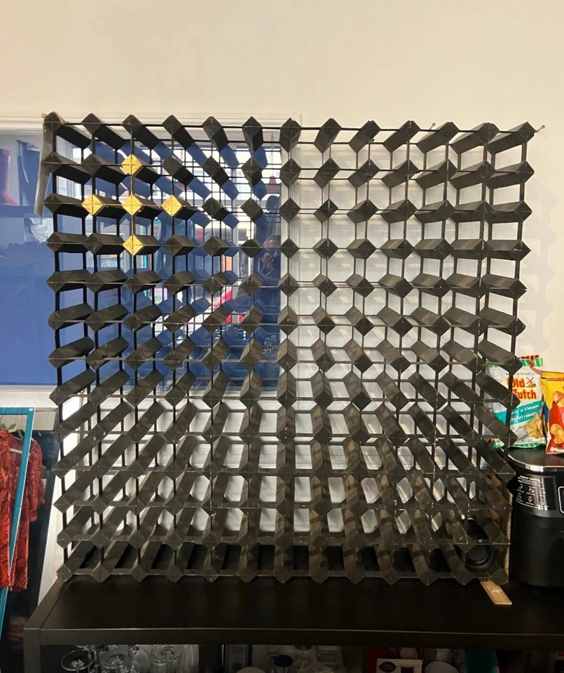 Antique Barthes-Roberts Ltd 144 Bottle Wine Rack Pine and Metal - Image 3 of 4