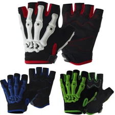 Cool Skeleton Cycling Motorcycle MTB Bike Half Finger Short Sports Gloves