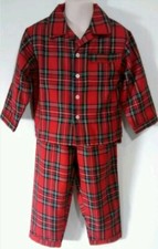 Brand New Piccino & Piccina Boys Red Plaid Size 3Y/3T Two-Piece Pajamas Set