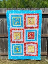 Baby Quilt Blue, Red and Yellow