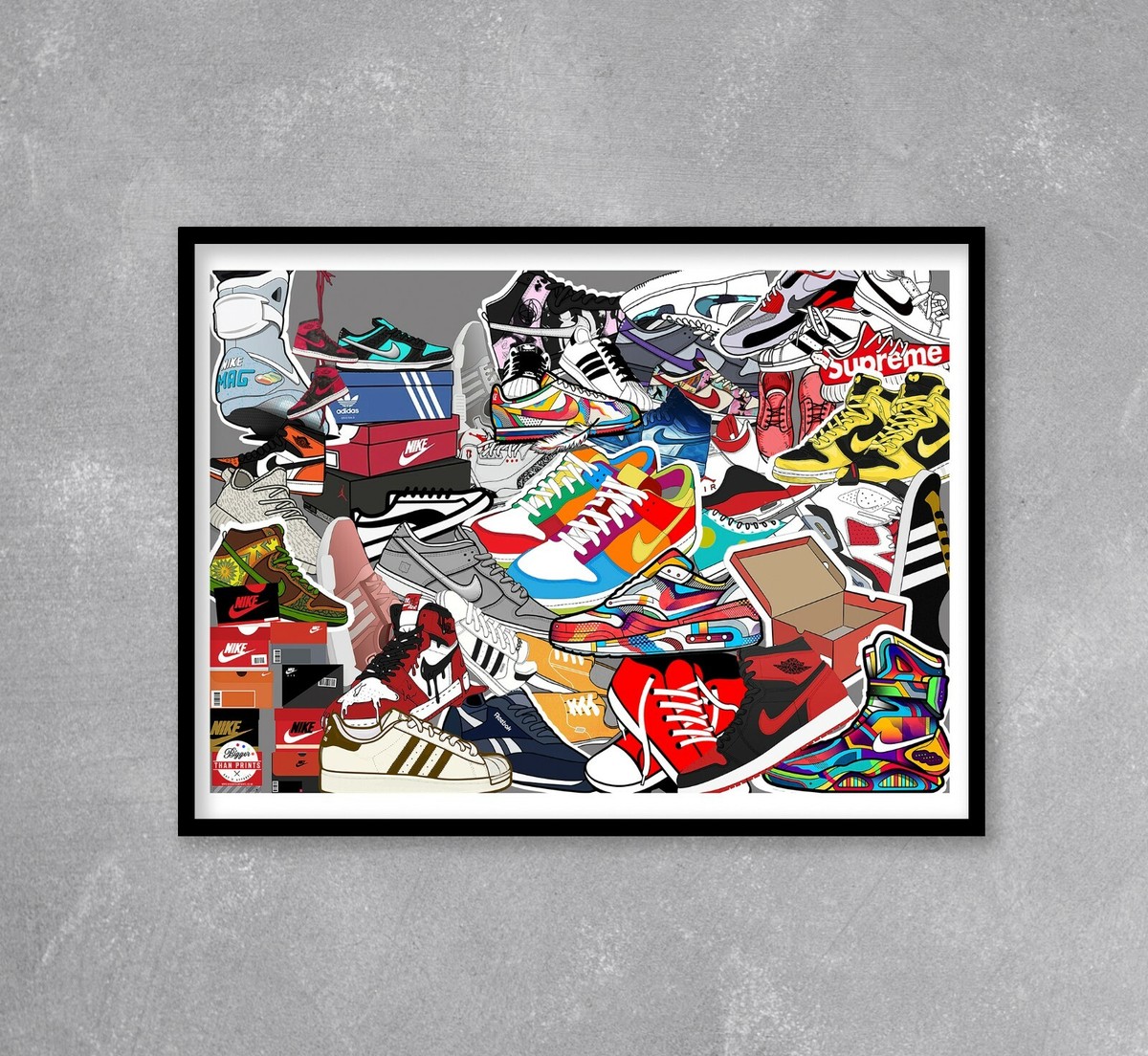 Sneakerhead Collage print, Pop Wall Art Sneaker Head Poster