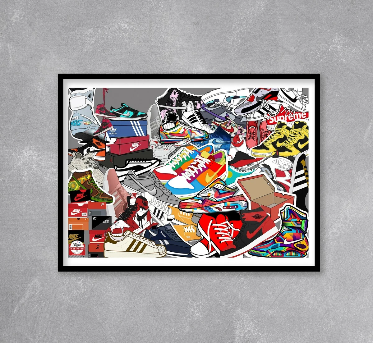 Sneakerhead Collage print Pop Wall Art Sneaker Head Poster Trainer gift Nike
