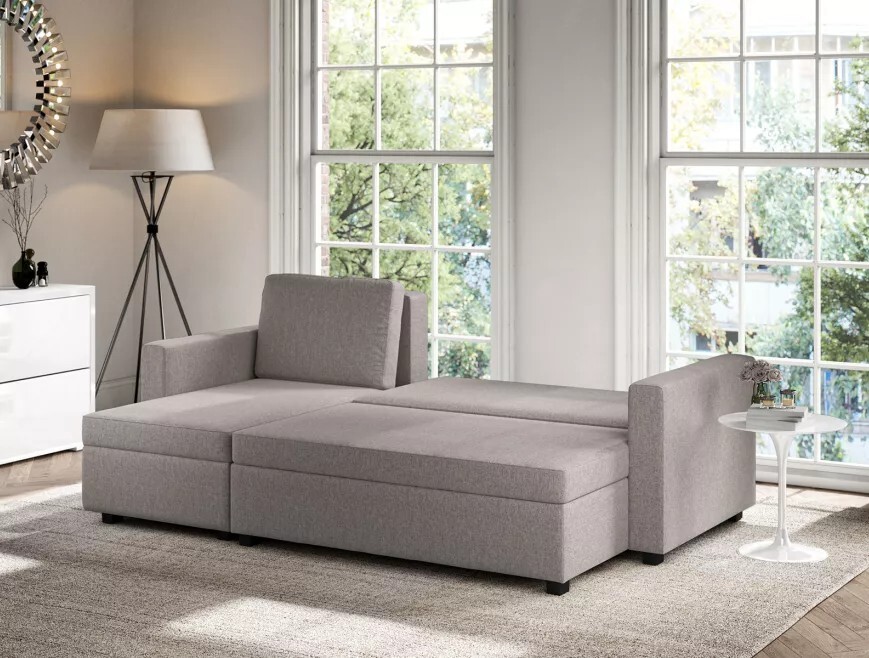 Cagliari Corner Ottoman Linear Grey Sofa Bed eBay