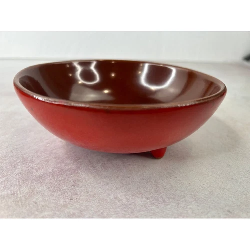 Vintage Frankoma Footed Brown Red Orange Bowl 6 inches 826