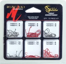 2 Packs of 72 Matzuo MHS-141 Sickle Octopus Trout Fish Hook Assortment